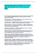Change Management WGU C721 Exam with Questions and Correct Answers 2025&period;