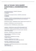 BIO 117 EXAM 2 WVU BARRY QUESTIONS & ANSWERS&lpar;RATED A&plus;&rpar;