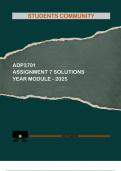 ADP3701 Assignment 7 &lpar;COMPLETE QUESTIONS & ANSWERS&rpar; YEAR MODULE 2025 - DUE 30 OCTOBER 2025