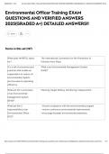 Environmental Officer Training EXAM QUESTIONS AND VERIFIED ANSWERS 2025&lpar;GRADED A&plus;&rpar; DETAILED ANSWERS&excl;&excl;