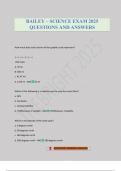 BAILEY &ndash; SCIENCE EXAM 2025 QUESTIONS AND ANSWERS