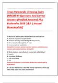 Texas Paramedic Licensing Exam  &lpar;NREMT-P&rpar; Questions And Correct  Answers &lpar;Verified Answers&rpar; Plus  Rationales 2025 Q&A &vert; Instant  Download Pdf