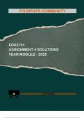 EDS3701 Assignment 4 &lpar;COMPLETE QUESTIONS & ANSWERS&rpar; YEAR MODULE 2025 - DUE 20 AUGUST 2025