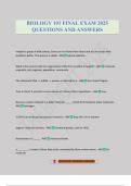 BIOLOGY 191 FINAL EXAM 2025 QUESTIONS AND ANSWERS