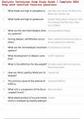 Dialysis Technician Exam Study Guide &vert; Complete 2025 Prep with Verified Practice Questions