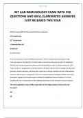 MT AAB IMMUNOLOGY EXAM WITH 350 QUESTIONS AND WELL ELABORATED ANSWERS JUST RELEASED THIS YEAR