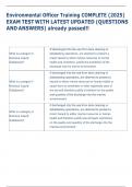 Exam &lpar;elaborations&rpar; Environmental Officer Training 