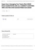 Supervisor-Managing Your Teams Risk &lpar;2025&rpar; EXAM QUESTIONS AND ALL CORRECT ANSWERS 100&percnt; SOLVED AND GUARANTEED SUCCESS&excl;&excl;