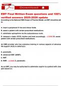 EMT Final Written Exam questions and 100&percnt;  verified answers 2025-2026 update
