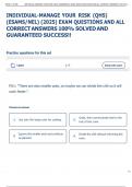 Exam &lpar;elaborations&rpar; INDIVIDUAL-MANAGE YOUR RISK &lpar;QHS&rpar;  &lpar;ESAMS&sol;NEL&rpar;  