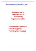 SOLUTION MANUAL Business Law&colon; Text & Exercises &lpar;MindTap Course List&rpar; 10th Edition by Roger LeRoy Miller&comma; William E&period; Hollowell Chapters 1 - 43&comma; Complete&emsp;