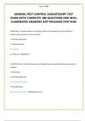 GENERAL PEST CONTROL SUBCATEGORY TEST EXAM WITH COMPLETE 380 QUESTIONS AND WELL ELABORATED ANSWERS JUST RELEASED THIS YEAR