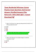 Texas Residential Wireman License  Practice Exam Questions And Correct  Answers &lpar;Verified Answers&rpar; Plus  Rationales 2025&vert;2026 Q&A &vert; Instant  Download Pdf