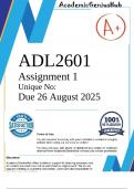 ADL2601 Assignment 1 Semester 2 2025 - Due 26 August 2025