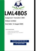 LML4805 Assignment 1 (QUALITY ANSWERS) Semester 2 2025