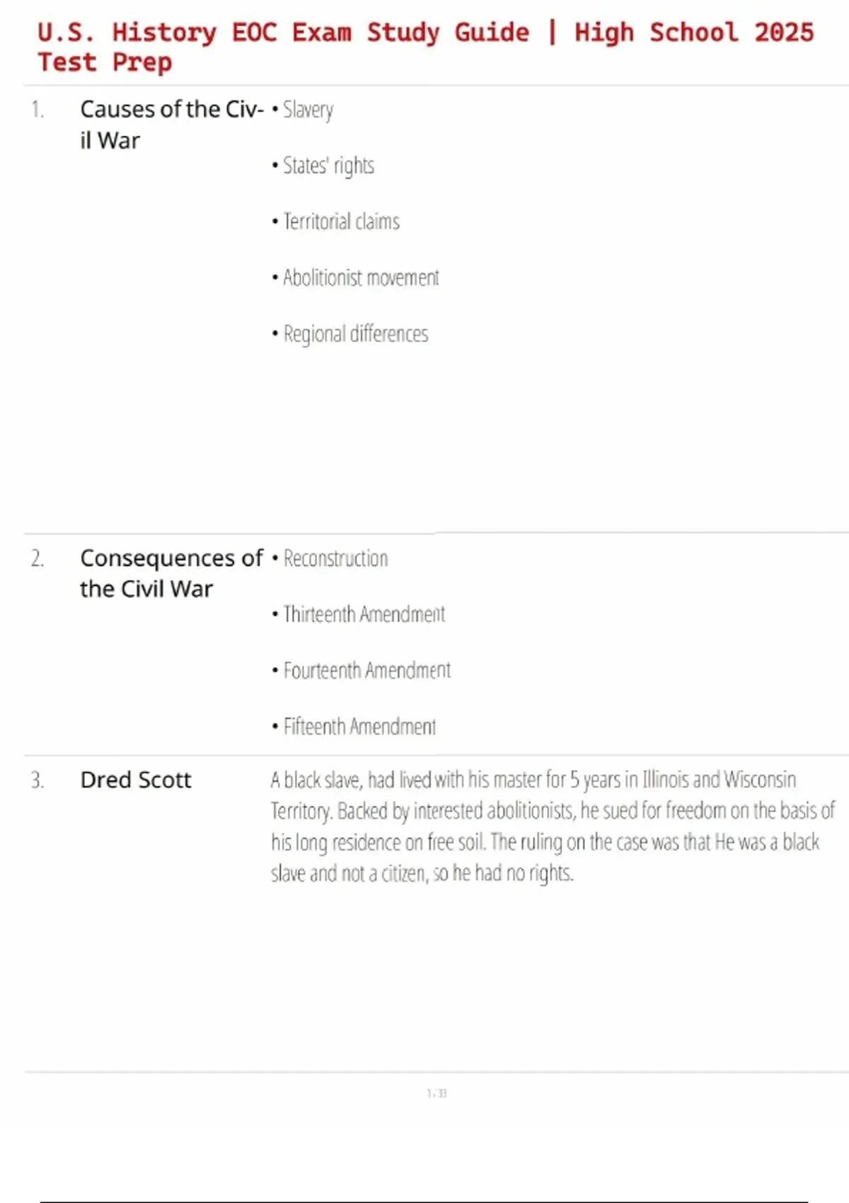 U.S. History EOC Exam Study Guide | High School 2025 Test Prep - Us ...
