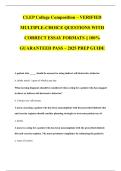 CLEP College Composition &ndash; VERIFIED MULTIPLE-CHOICE QUESTIONS WITH CORRECT ESSAY FORMATS &vert;&vert; 100&percnt; GUARANTEED PASS &ndash; 2025 PREP GUIDE