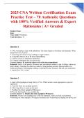 2025 CNA Written Certification Exam Practice Test &ndash; 70 Authentic Questions with 100&percnt; Verified Answers & Expert Rationales &vert; A&plus; Graded