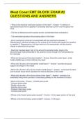 West Coast EMT BLOCK EXAM &num;2 QUESTIONS AND ANSWERS