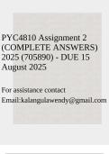 PYC4810 Assignment 2 &lpar;COMPLETE ANSWERS&rpar; 2025 &lpar;705890&rpar; - DUE 15 August 2025
