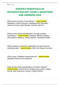 NUR2063 ESSENTIALS OF  PATHOPHYSIOLOGY EXAM 2 QUESTIONS  AND ANSWERS 2025