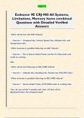 Endeavor 9E CRJ-900 All Systems&comma;  Limitations&comma; Memory items combined  Questions with Detailed Verified  Answers 