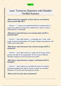 Laser Technician Questions with Detailed  Verified Answers