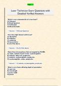 Laser Technician Exam Questions with  Detailed Verified Answers