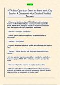 MTA Bus Operator Exam for New York City  Section 4 Questions with Detailed Verified  Answers