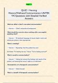 QUIZ 1 Nursing  History&sol;Wellness&sol;Communication UNITEK  VN Questions with Detailed Verified  Answers 