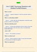Unit 2 WJEC Psychology Questions with  Detailed Verified Answers