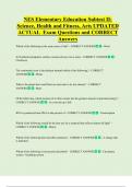 NES Elementary Education Subtest II&colon;  Science&comma; Health and Fitness&comma; Arts UPDATED  ACTUAL  Exam Questions and CORRECT   Answers