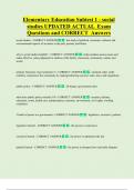 Elementary Education Subtest 1 - social  studies UPDATED ACTUAL  Exam  Questions and CORRECT  Answers