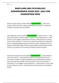 MARYLAND &lpar;MD&rpar; PSYCHOLOGY JURISPRUDENCE EXAM 2025 &vert; Q&A FOR GUARANTEED PASS