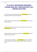 TX CLASS C WASTEWATER TREATMENT LICENSE EXAM 2025 &vert; QUESTIONS WITH 100&percnt; VERIFIED SOLUTIONS