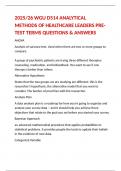 2025 26 WGU D514 ANALYTICAL METHODS OF HEALTHCARE LEADERS PRE-TEST TERMS & DEFINITIONS