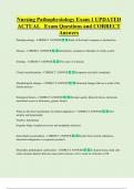 Nursing Pathophysiology Exam 1 UPDATED   ACTUAL   Exam Questions and CORRECT   Answers