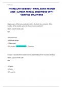 NC HEALTH SCIENCE 1 FINAL EXAM REVIEW 2025 &vert; LATEST ACTUAL QUESTIONS WITH VERIFIED SOLUTIONS