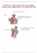 Bio 254 Lab 1 - Muscles of the Trunk&comma; Arm&comma; and Head Functions with Complete Solutions &vert; New Update 2025-2026