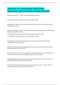 Theories of Counseling Final Exam Questions and Answers Already Passed