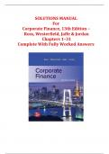 Corporate Finance 13th Edition Solutions Manual: Ross, Westerfield, Jaffe & Jordan | Full Worked Answers Ch 1-31