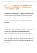 HIT 3 TEST 4 RENAL DISORDERS C 54 EXAM WITH CORRECT QUESTIONS AND ANSWERS 2025