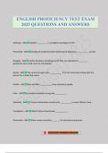 ENGLISH PROFICIENCY TEST EXAM 2025 QUESTIONS AND ANSWERS