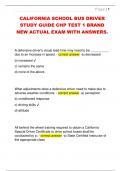 CALIFORNIA SCHOOL BUS DRIVER  STUDY GUIDE CHP TEST 1 BRAND  NEW ACTUAL EXAM WITH ANSWERS&period; 
