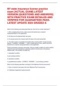 NY state insurance license practice exam &lbrack;ACTUAL EXAM&rsqb; LATEST  VERSION &lbrack;QUESTIONS AND ANSWERS&rsqb; WITH PRACTICE EXAM  DETAILED AND VERIFIED FOR GUARANTEED PASS- LATEST  UPDATE 2025 GRADED A 