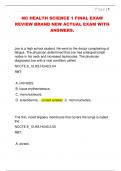 NC HEALTH SCIENCE 1 FINAL EXAM  REVIEW BRAND NEW ACTUAL EXAM WITH  ANSWERS&period;