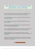 HSV 4800 FINAL EXAM REVIEW 2025 QUESTIONS AND ANSWERS