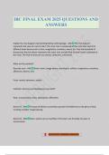 IBC FINAL EXAM 2025 QUESTIONS AND ANSWERS