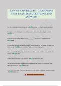 LAW OF CONTRACTS - CHAMPIONS TEST EXAM 2025 QUESTIONS AND ANSWERS