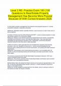Level 3 RE- Practice Exam 100 &lpar;100 Questions In Real Estate Property Management Has Become More Popular Because Of With Correct Answers 2025